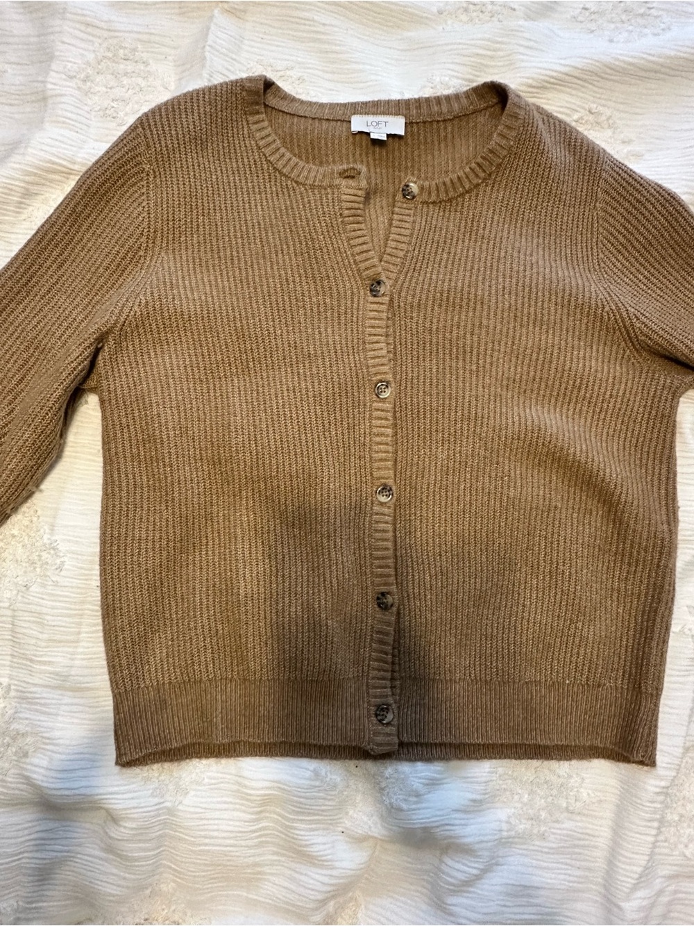 Loft Women's Short Sleeve Knit Button-Front Cardigan